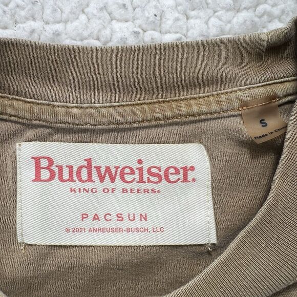 Budweiser Horse Print Brown Graphic T-Shirt Sz S Western Rodeo Cowboy Americana - Picture 3 of 7